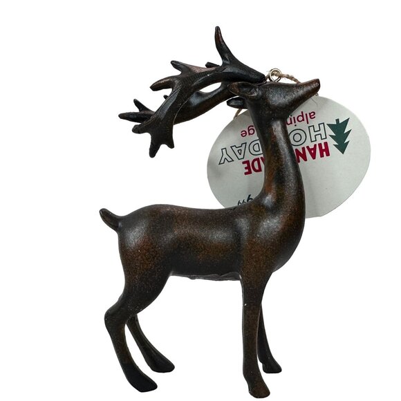 Christmas Ornaments Handmade Holiday Alpine Lodge Set Of 3 Rustic Deer Tree NEW - Picture 14 of 14